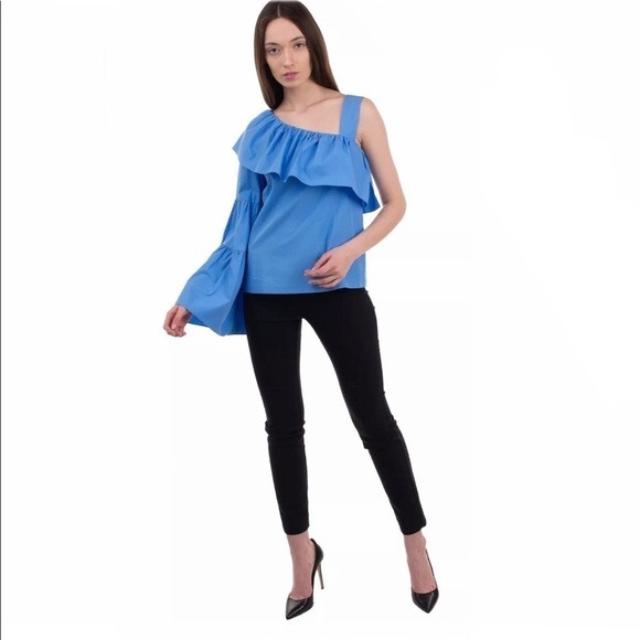 Blue ruffled top Medium $340 - Picture 6 of 10